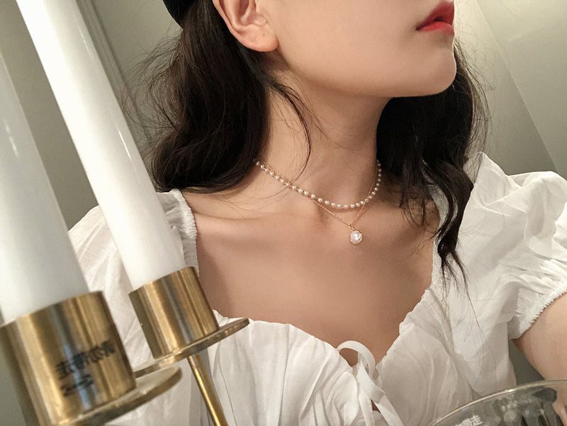 Niche Double Pearl Pendant Necklace