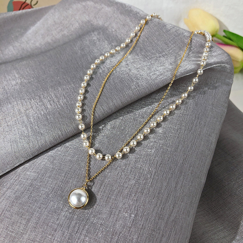 Niche Double Pearl Pendant Necklace