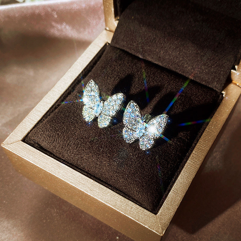 Women's Butterfly Shape Inlaid Zircon Earrings