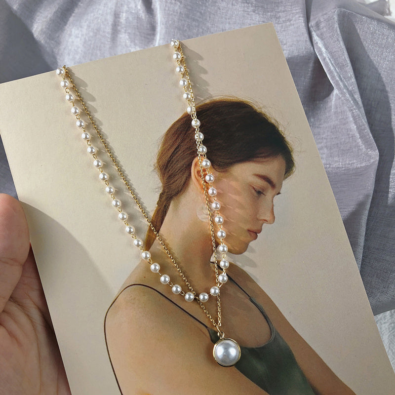 Niche Double Pearl Pendant Necklace