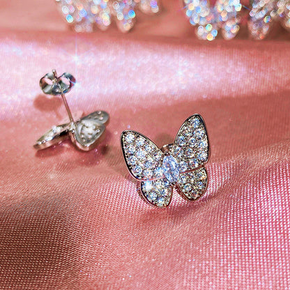 Women's Butterfly Shape Inlaid Zircon Earrings