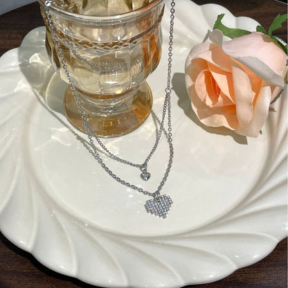 Rhinestone Love Titanium Steel Necklace For Women Exquisite