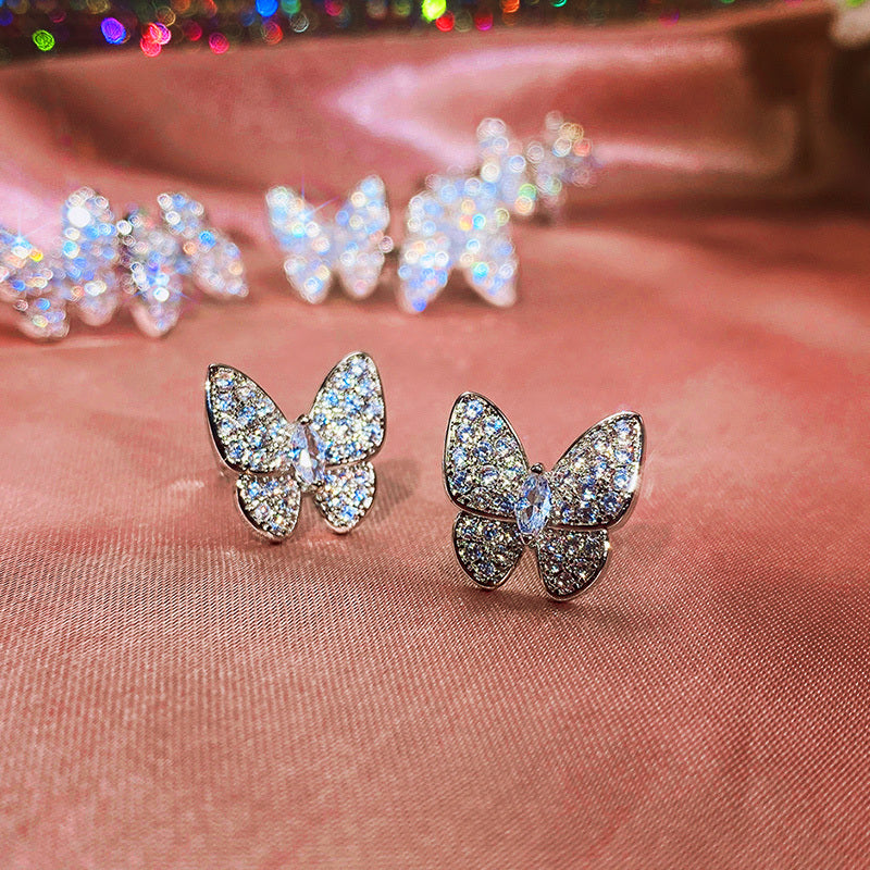 Women's Butterfly Shape Inlaid Zircon Earrings