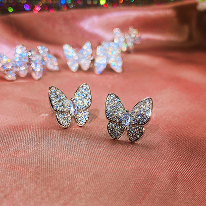 Women's Butterfly Shape Inlaid Zircon Earrings