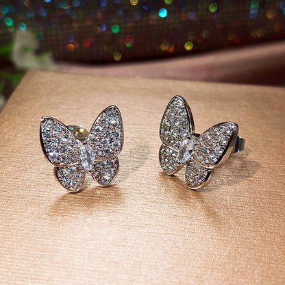 Women's Butterfly Shape Inlaid Zircon Earrings