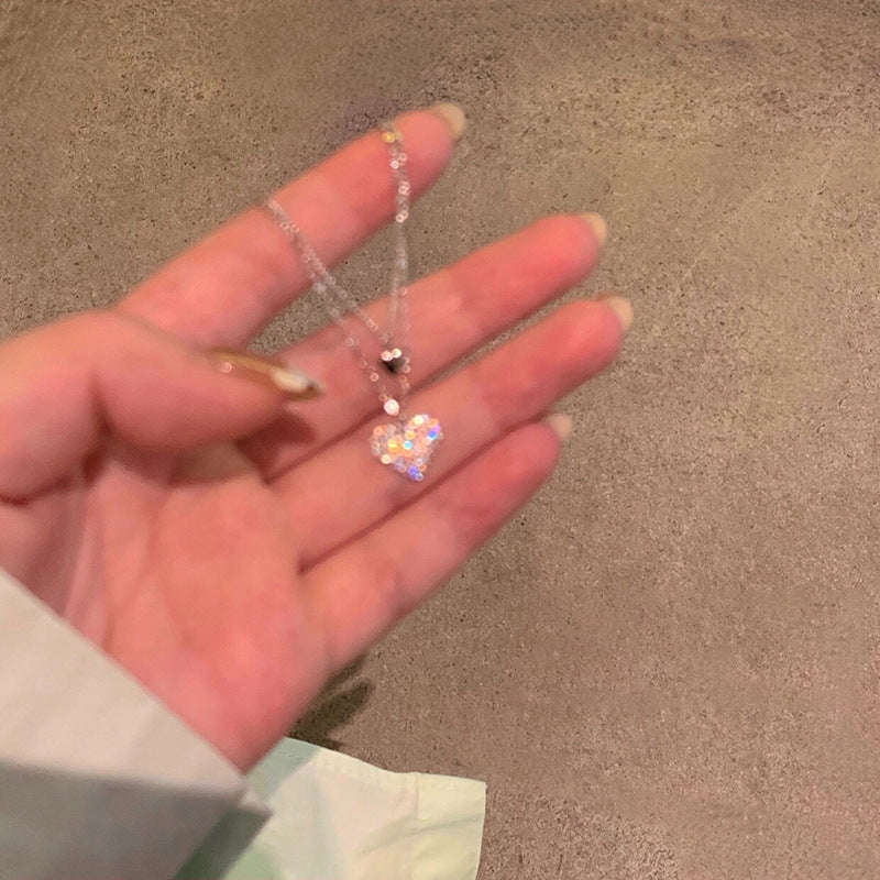 Rhinestone Love Titanium Steel Necklace For Women Exquisite